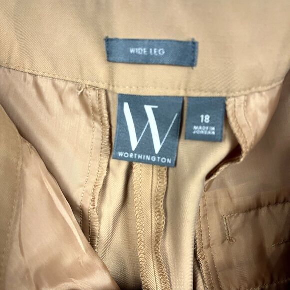 Dress Pants Slacks High Waist Women’s SZ 18 Belted zip Butterscotch Loose Fit - Picture 6 of 8